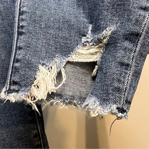 AF Jeans Womens 28 Blue High Rise Super Skinny Ankle Distressed Button Fly Short - Picture 6 of 10